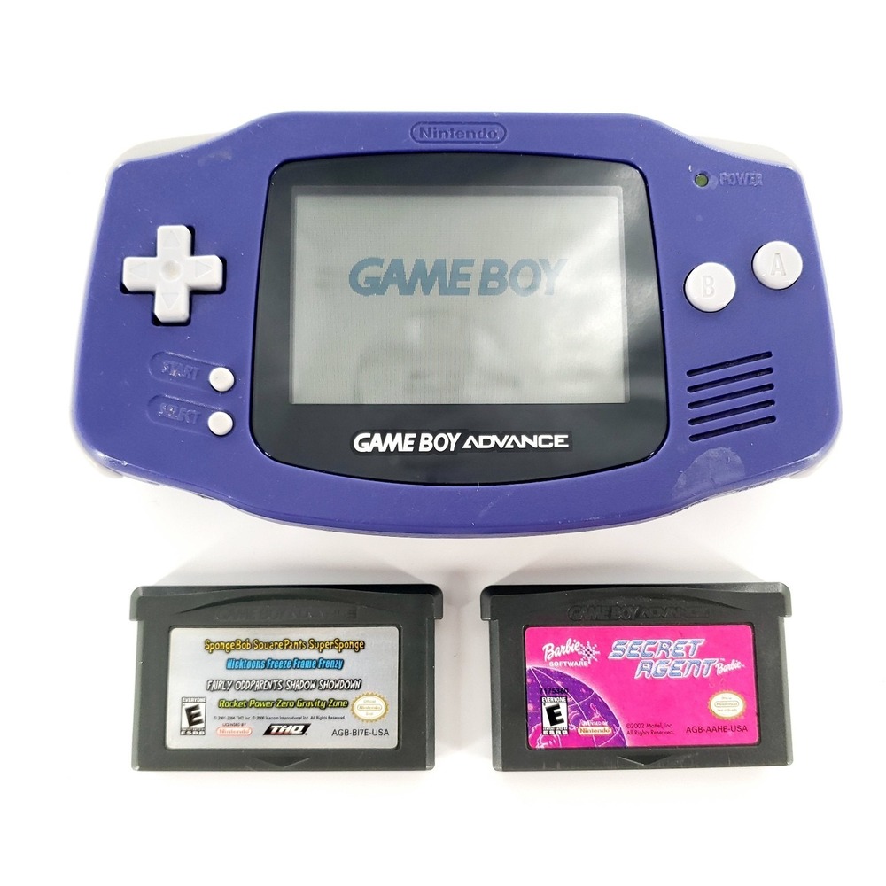 Nintendo Game Boy Advance Handheld System Indigo Purple w/ 2 Games Tested